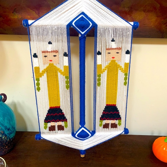 VTG Navajo Yei  Madala Gods Textile Fiber Wall Art 20" Beautiful colors - Picture 1 of 13